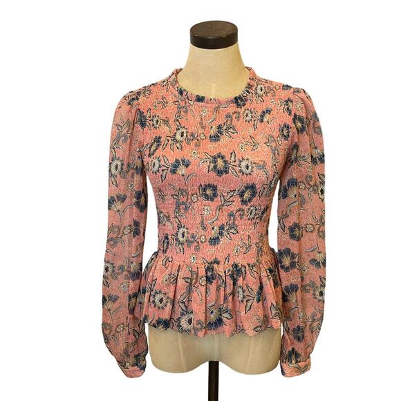 Patrons of Peace Tops - PATRONS OF PEACE Peach Floral top Shirt size S